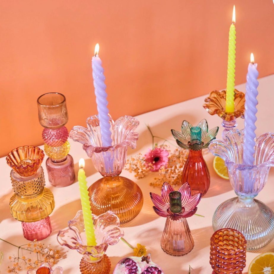 Fleur Glass Candleholder Peach, the best customized gift and gifts for her and for him from Inna Carton online shop Dubai, UAE!