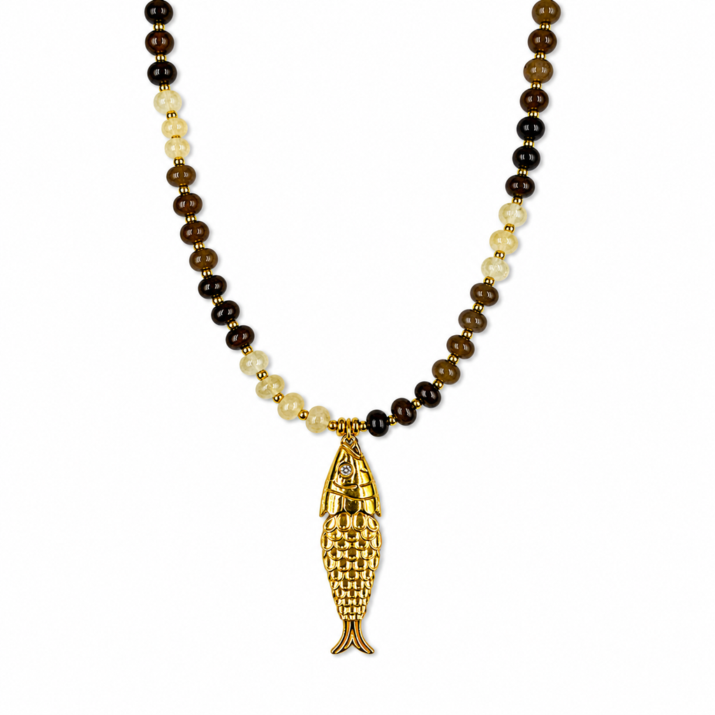 Golden Fish Stone Necklace | Nature