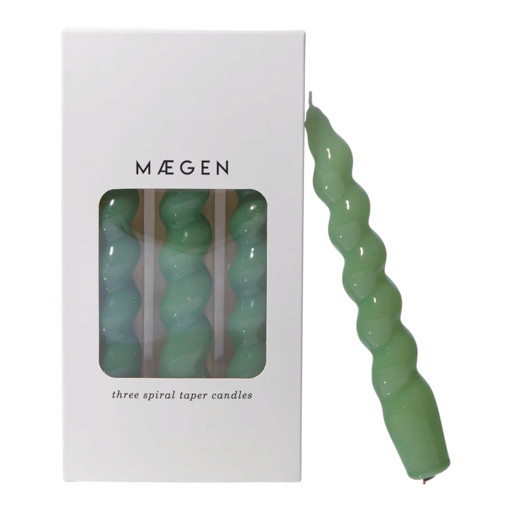 Spiral Taper Candle Set of 3 | Sage