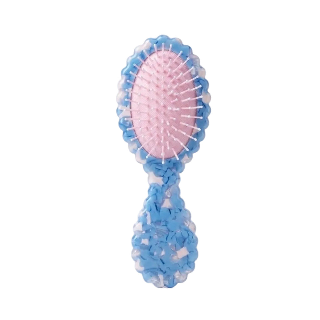Scalloped Acetate Small Hair Brush | Blue