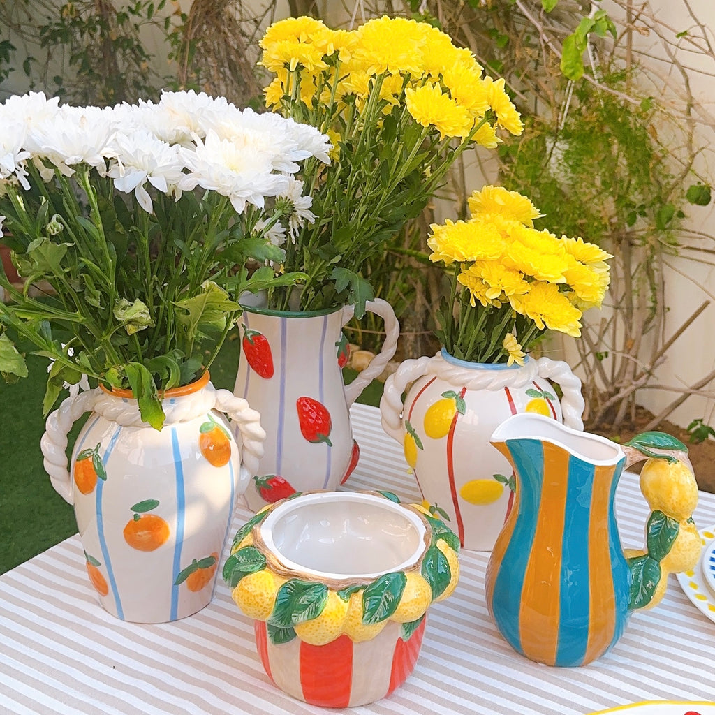 Fraise Braid Ceramic Carafe