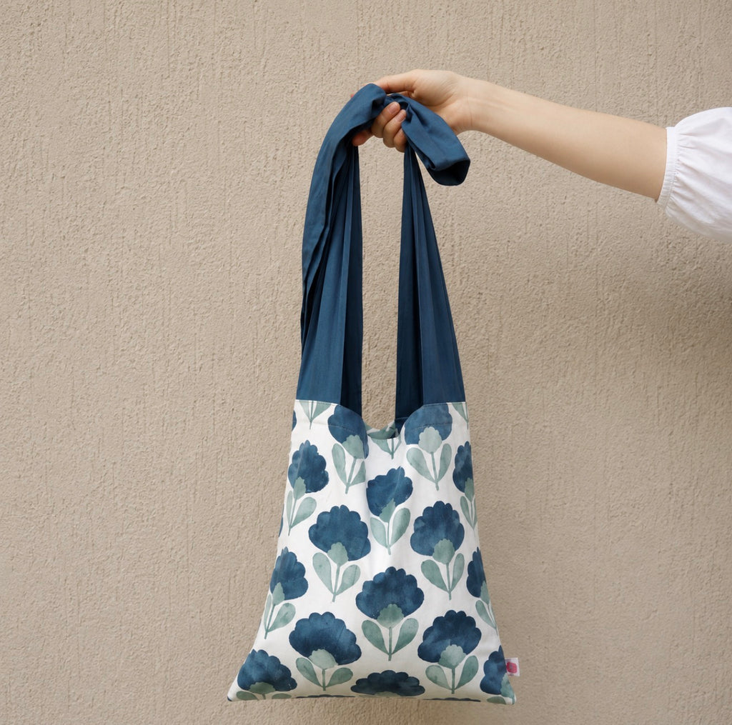 The Fleur Canvas Cotton Tote | Blue