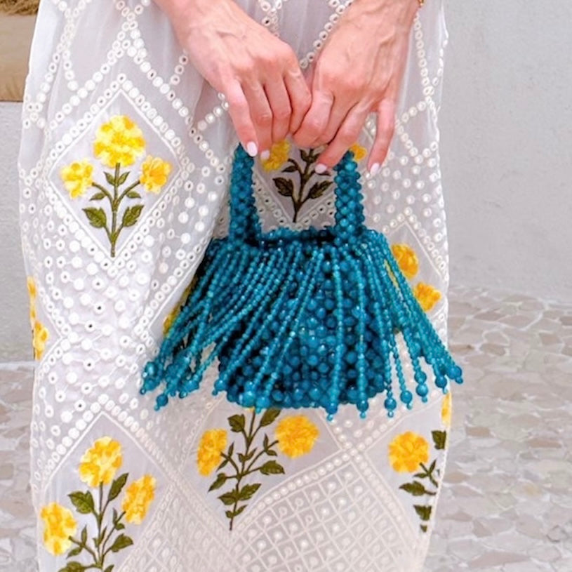 Lilia Mini Beaded Bucket Bag
