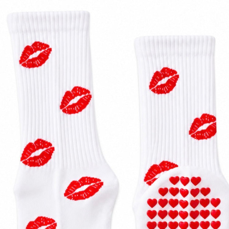 Hot Lips Grip Socks | White