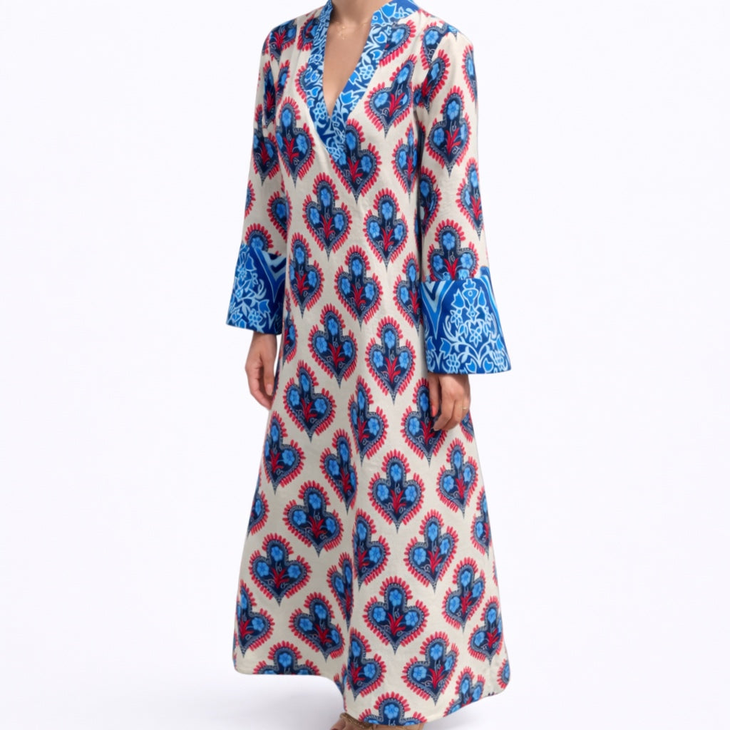 Blue Amour Linen Kaftan