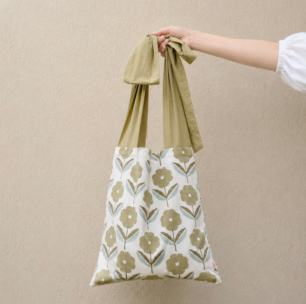 The Fleur Canvas Cotton Tote | Green