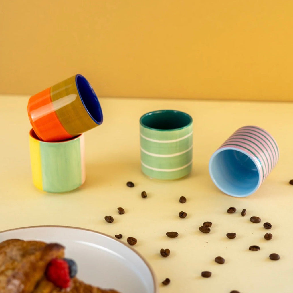 Bold Sips Ceramic Cups | Set of 4