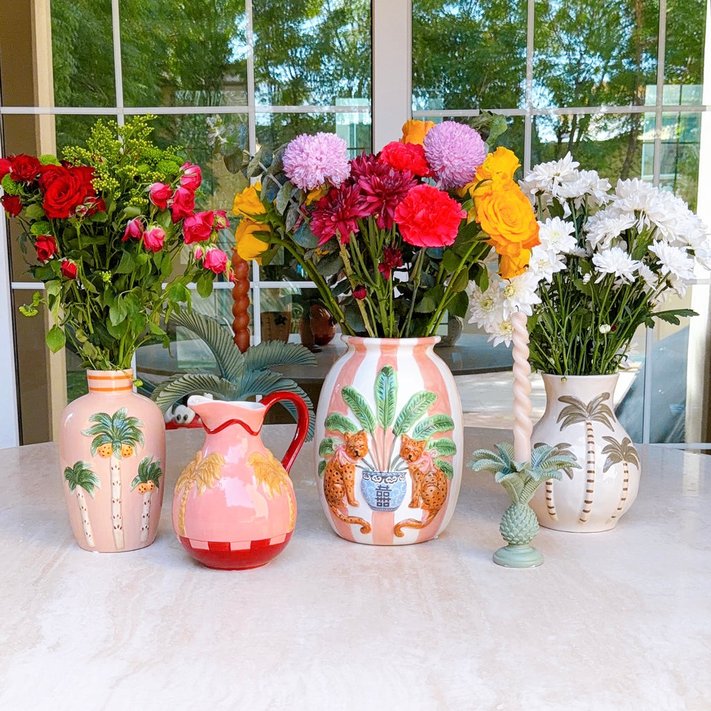 Peach Palm Ceramic Vase
