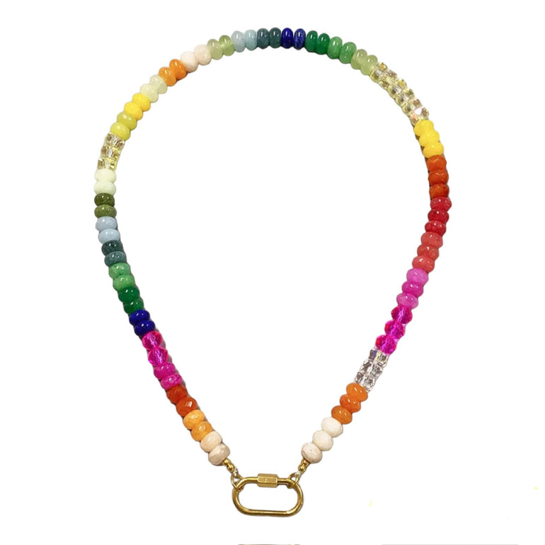 Island Rainbow Necklace Semi-precious gemstone necklace with a gold-plated titanium, shop the best Christmas gift gifts for her for him from Inna carton online store dubai, UAE!