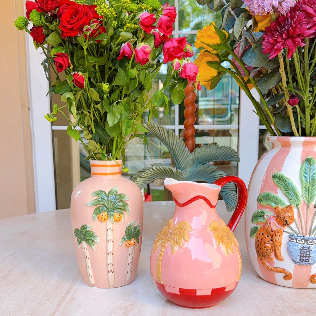 Peach Palm Ceramic Vase