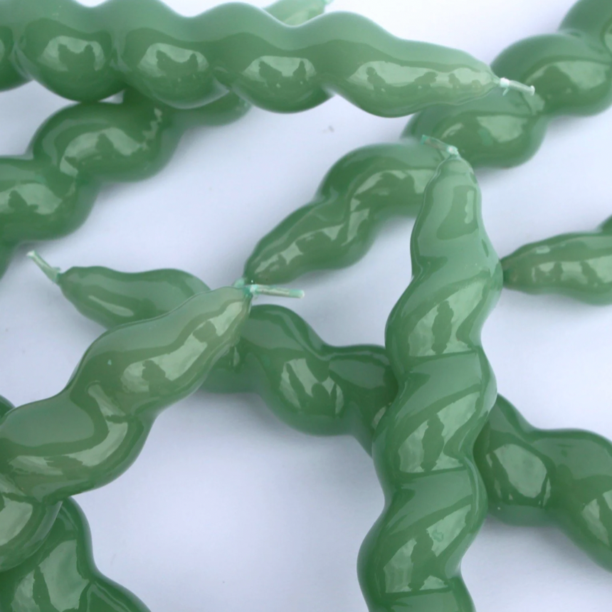 Spiral Taper Candle Set of 3 | Sage