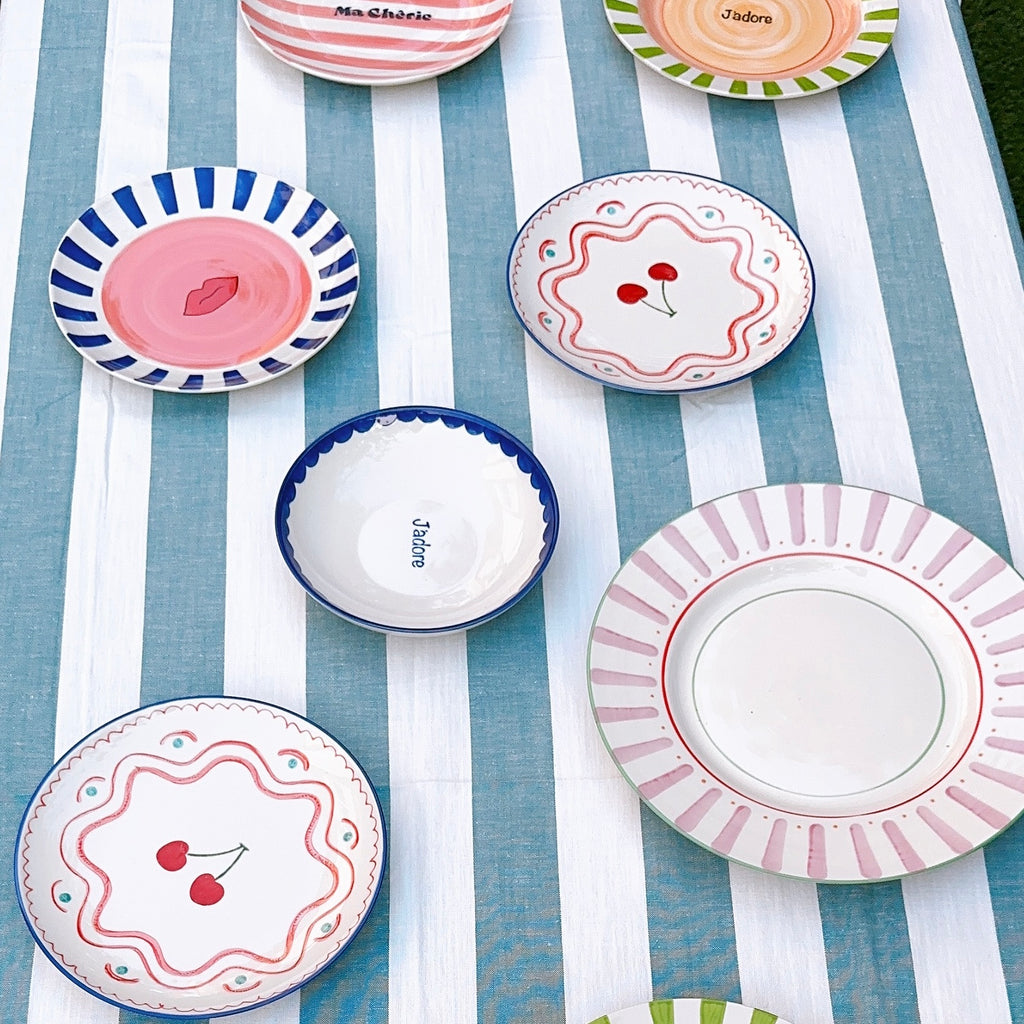 Lilac Stripe Ceramic Dinner Plate | Set of 2