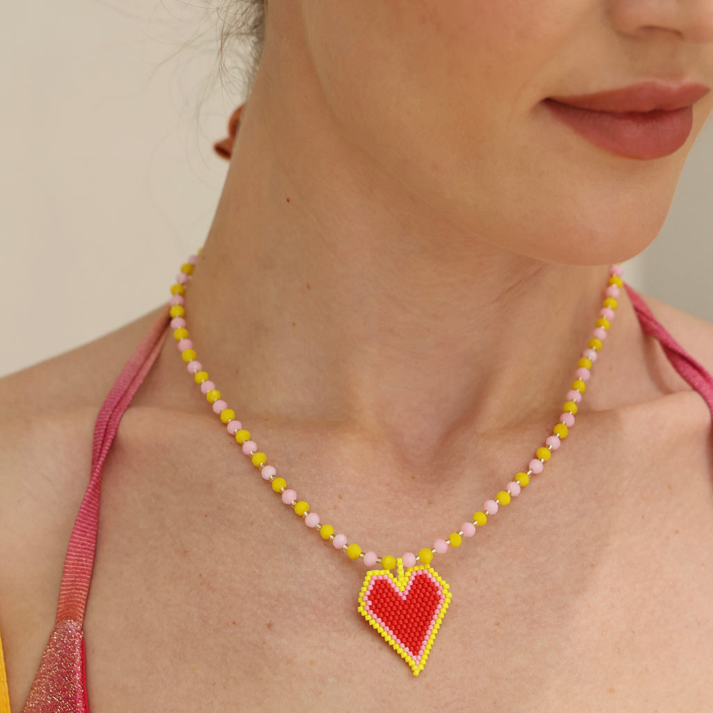 Sweetheart Beaded Heart Necklace
