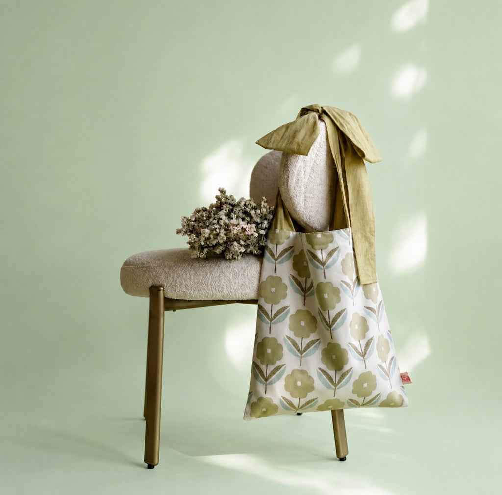 The Fleur Canvas Cotton Tote | Green