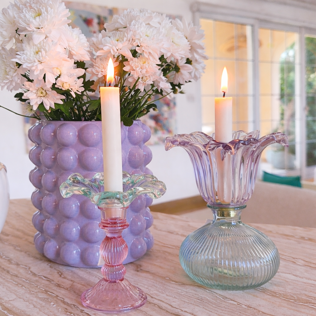 Fleur Glass Candleholder | Mint