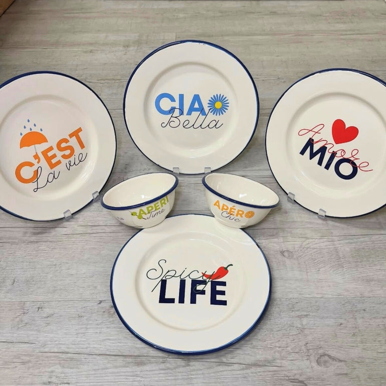 Amore Mio Enamel Dinner Plate, the best customized gift and gifts for her and for him from Inna Carton online shop Dubai, UAE!

