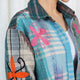 Arizona Embroidered Oversized Shirt Checkered Blue, the best ramadan customize gift and gifts for her and for him from Inna Carton online shop Dubai, UAE!
