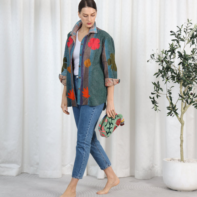 Arizona Embroidered Oversized Shirt Clover Love, the best ramadan customize gift and gifts for her and for him from Inna Carton online shop Dubai, UAE!