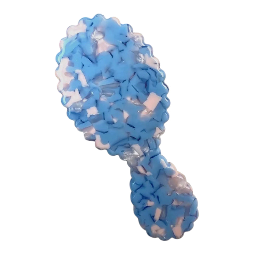 Scalloped Acetate Small Hair Brush | Blue