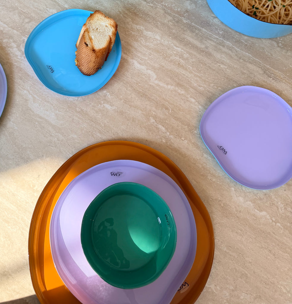 Splash Glass Dinner Plates Set of 2 | Navy & Orange