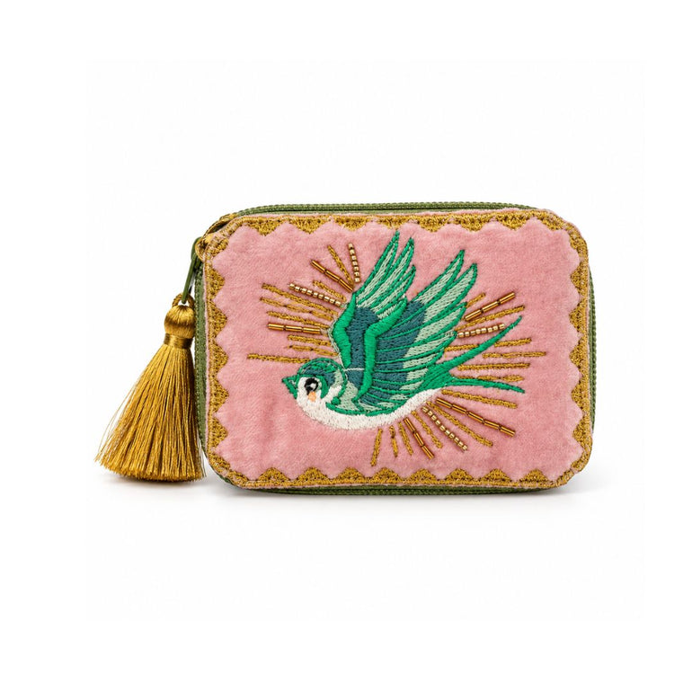 Bird Embroidered Velvet Jewelry Box, the best customized gift and gifts for her and for him from Inna Carton online shop Dubai, UAE!
