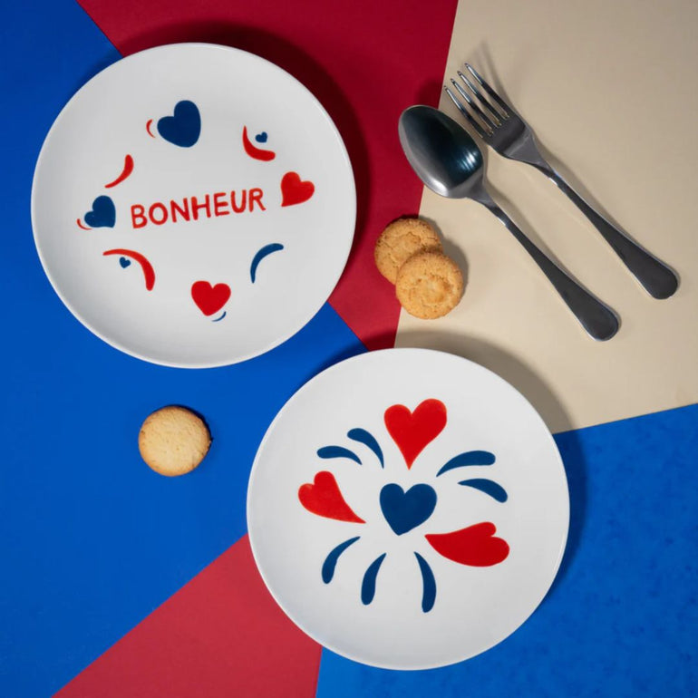 "Bonheur" Stoneware Plates Set, the best customized gift and gifts for her and for him from Inna Carton online shop Dubai, UAE!
