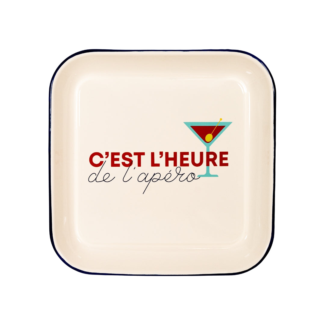 C'est L'heure De L'apero Enamel Platter Tray, the best customized gift and gifts for her and for him from Inna Carton online shop Dubai, UAE!
