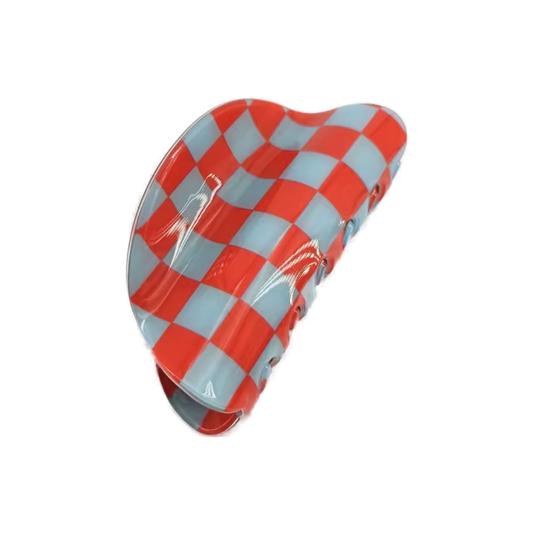 Checkered red and grey claw clip, the best customized gift and gifts for her and for him from Inna Carton online shop Dubai, UAE!
