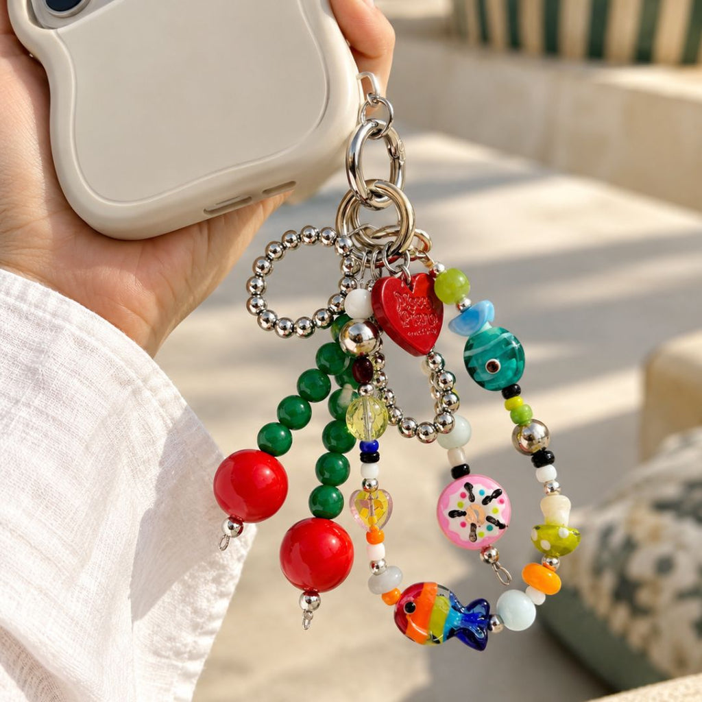 Beaded Cherry Phone Charm
