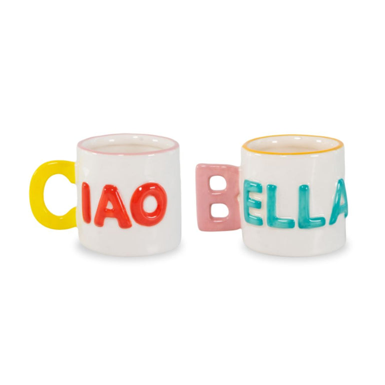 Ciao Bella Stoneware Coffee Cup Duo Set, the best customized gift and gifts for her and for him from Inna Carton online shop Dubai, UAE!
