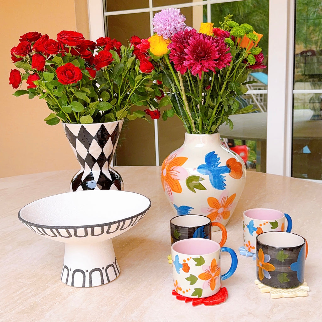 Rhombic Stoneware Vase | Black