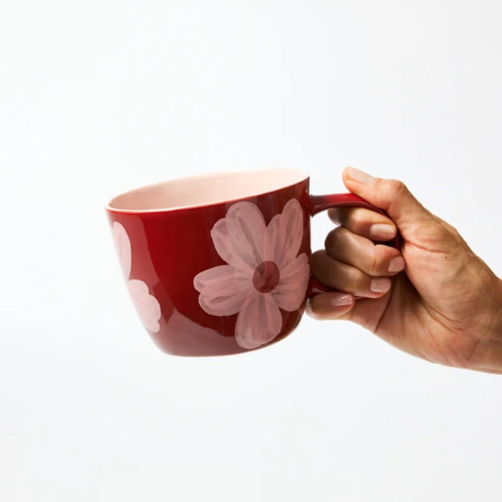 Daisy Ceramic Mug Dark Red, the best customized gift and gifts for her and for him from Inna Carton online shop Dubai, UAE!
