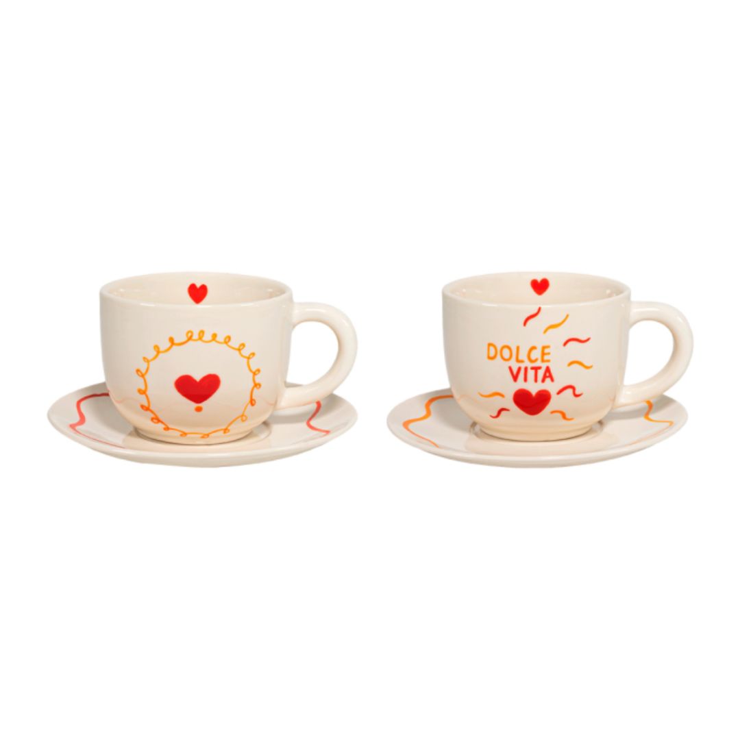 Dolce Vita Stoneware Coffee Cup & Saucer Set, the best customized gift and gifts for her and for him from Inna Carton online shop Dubai, UAE!
