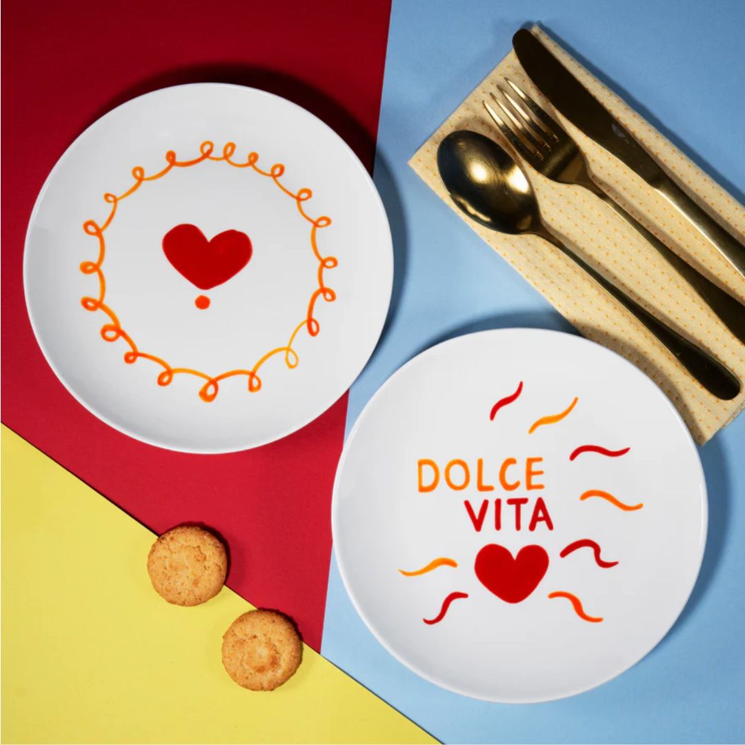 "Dolce Vita" Stoneware Plates Set, the best customized gift and gifts for her and for him from Inna Carton online shop Dubai, UAE!
