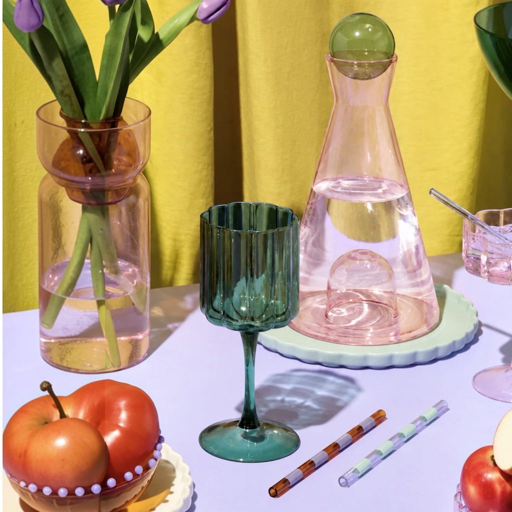 Vice Versa Glass Carafe | Pink & Green