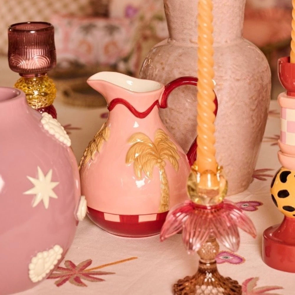 Blush Palm Ceramic Jug Vase