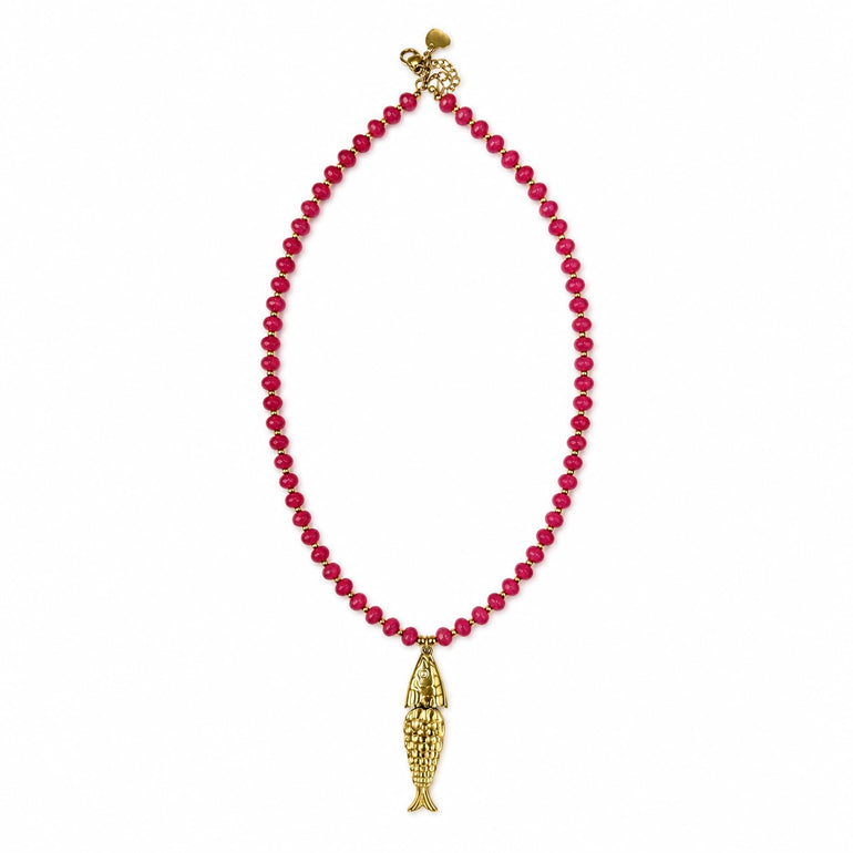Golden Fish Stone Necklace Rose, the best customized gift and gifts for her and for him from Inna Carton online shop Dubai, UAE!