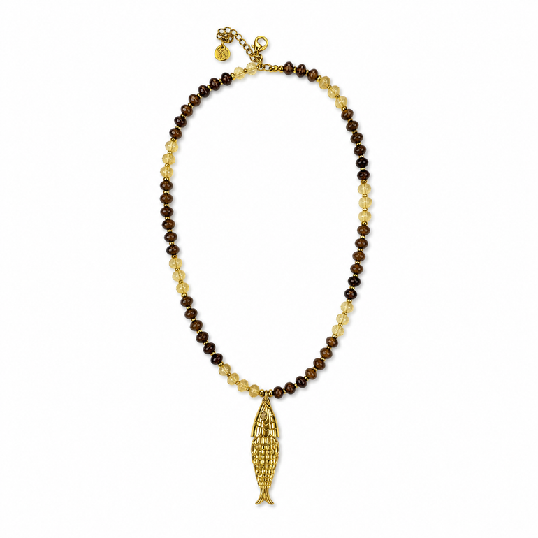 Golden Fish Stone Necklace | Nature, the best customized gift and gifts for her and for him from Inna Carton online shop Dubai, UAE!