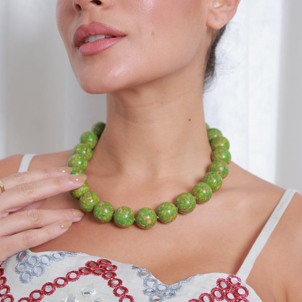 Green Mosaic Oversize Necklace, the best customized gift and gifts for her and for him from Inna Carton online shop Dubai, UAE!