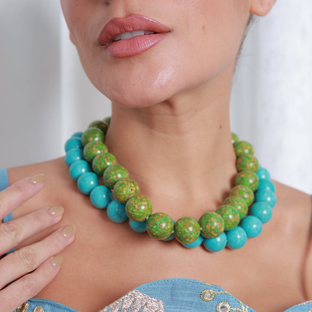 Green Mosaic Oversize Necklace, the best customized gift and gifts for her and for him from Inna Carton online shop Dubai, UAE!