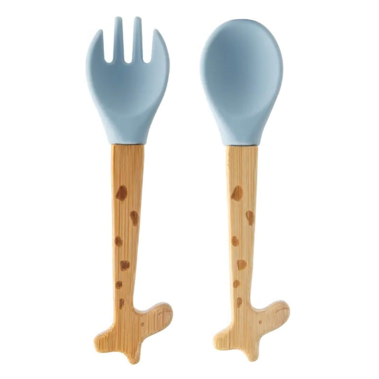 Baby Fork & Spoon Set | Blue Giraffe, shop the best Christmas gift gifts for her for him from Inna carton online store dubai, UAE!