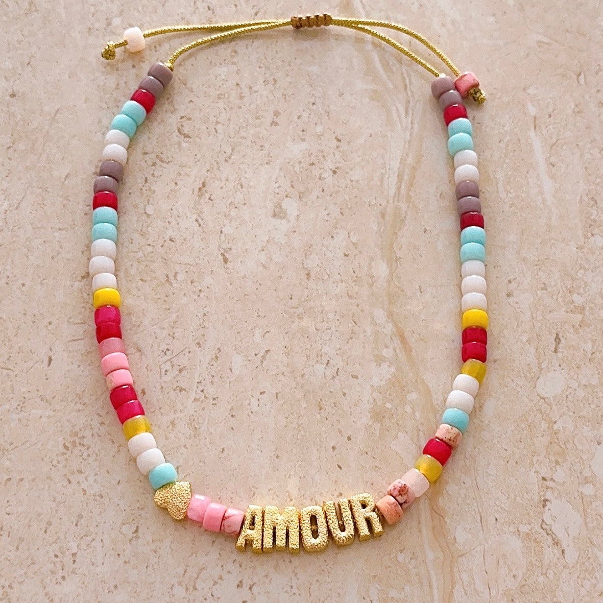 AMOUR Necklace Rose Quartz, Opal, Selenite and agate. Healing properties: Love, Passion, Femininity, Healing and Positivity, shop the best gift gifts for her for him from Inna carton online store dubai, UAE!