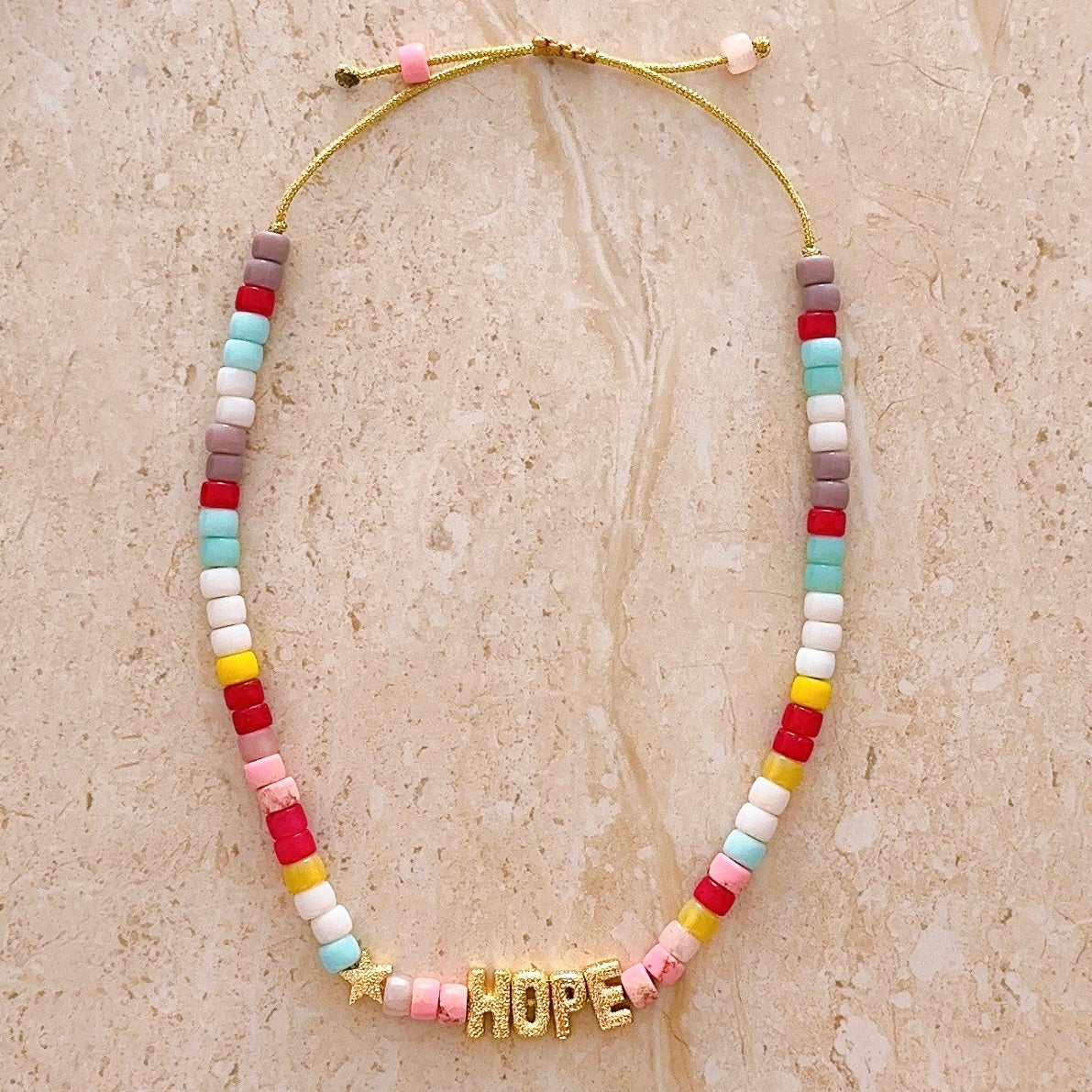 HOPE Necklace Rose Quartz, Opal, Selenite and agate.&nbsp;Healing properties: Love, Passion, Femininity, Healing and Positivity, shop the best gift gifts for her for him from Inna carton online store dubai, UAE!