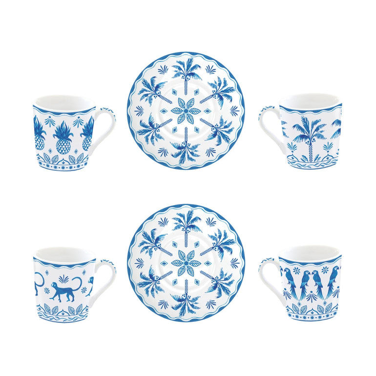 Jungle Porcelain Coffee Cup Set Blue, the best customized gift and gifts for her and for him from Inna Carton online shop Dubai, UAE!
