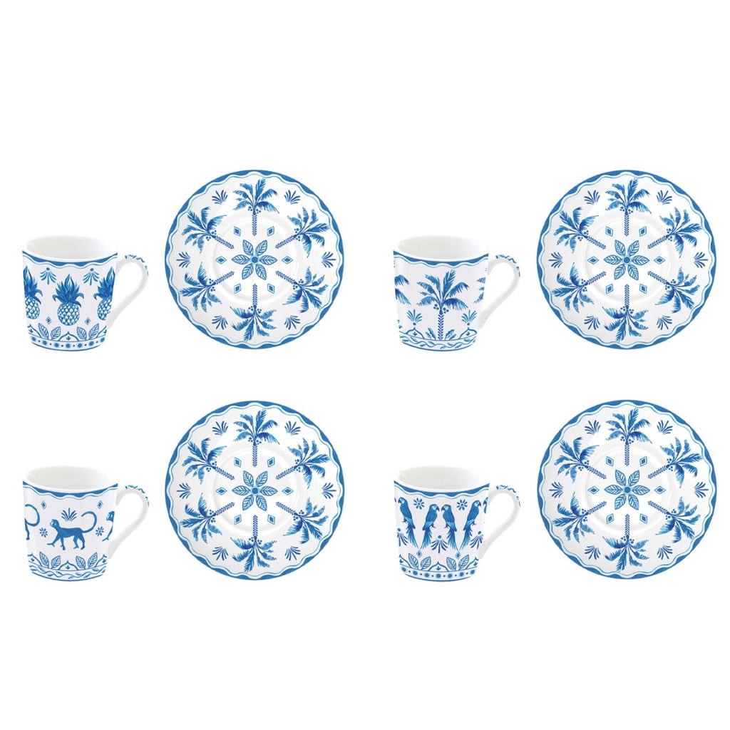 Jungle Porcelain Coffee Cup Set Blue, the best customized gift and gifts for her and for him from Inna Carton online shop Dubai, UAE!
