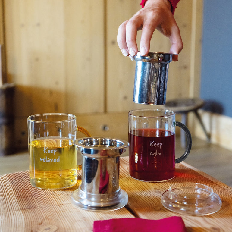 Keep Relaxed Glass Infuser Mug, the best customized gift and gifts for her and for him from Inna Carton online shop Dubai, UAE!
