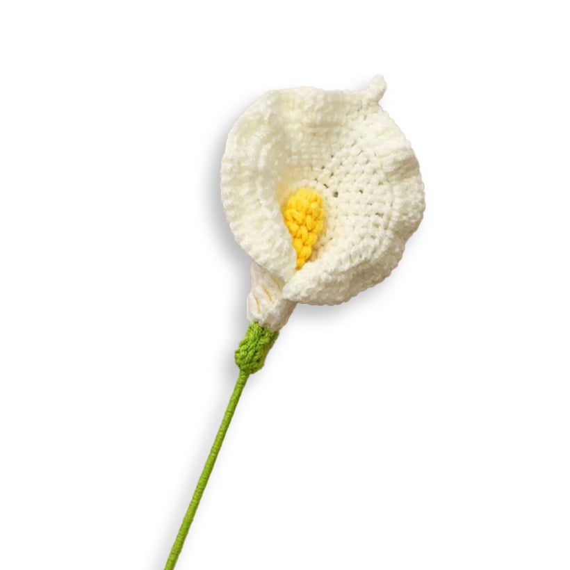 Knitted Flower Stem | White Calla Lily, shop the best Christmas gift gifts for her for him from Inna carton online store dubai, UAE!