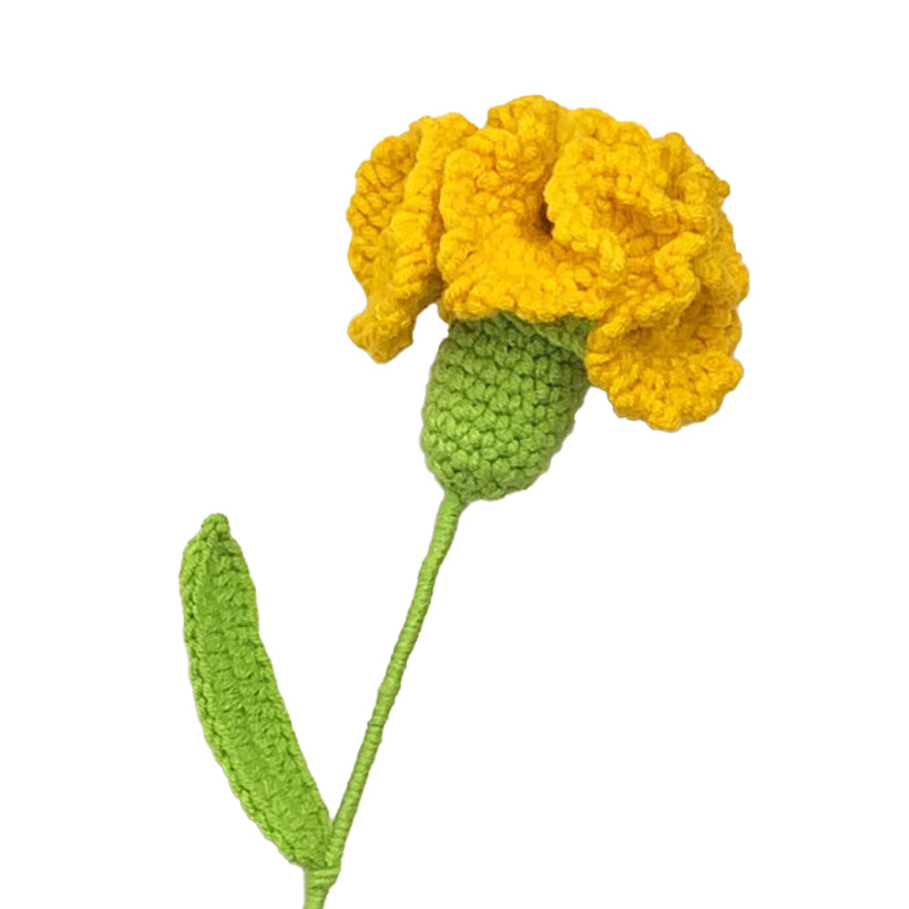 Knitted Flower Stem | Yellow Carnation, shop the best Christmas gift gifts for her for him from Inna carton online store dubai, UAE!