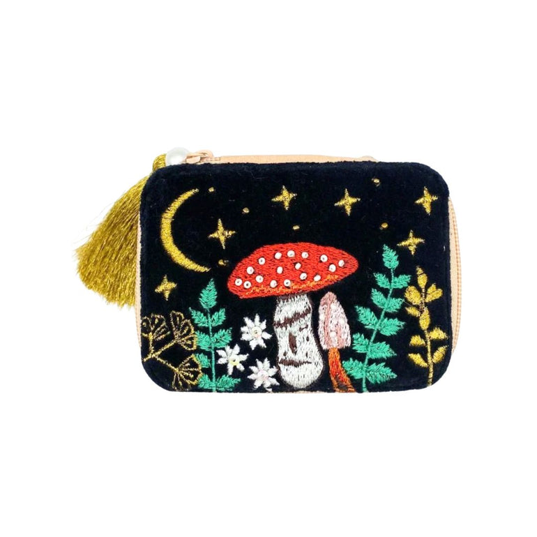 Mystical Mushroom Embrodiered Velvet Jewelry Box, the best customized gift and gifts for her and for him from Inna Carton online shop Dubai, UAE!
