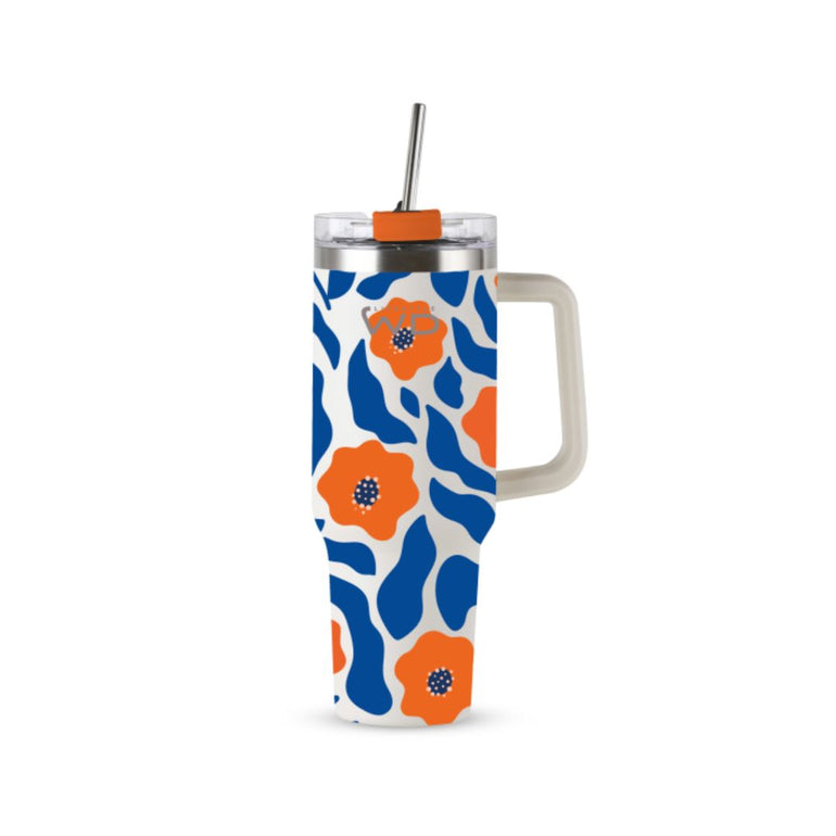 Orange Bloom Stainless Steel Travel Mug XL, the best customized gift and gifts for her and for him from Inna Carton online shop Dubai, UAE!
